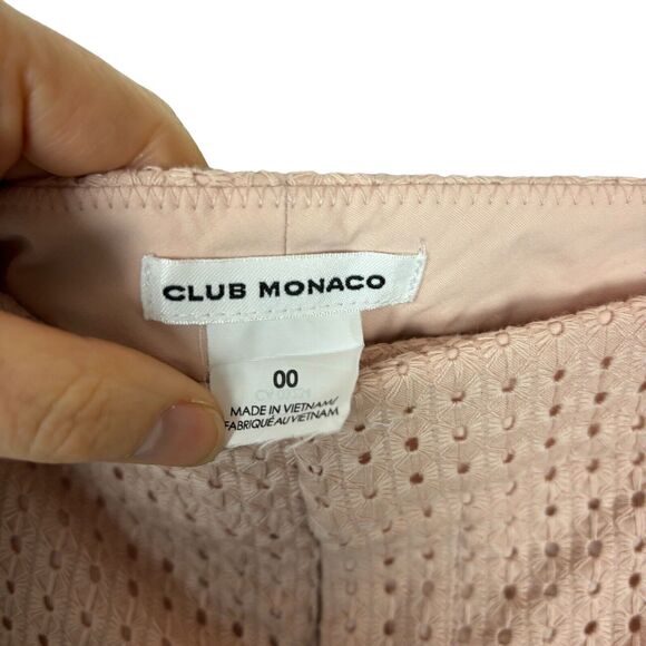 Club Monaco Dusty Pink Eyelet Shorts Scalloped Edge Women's Size 00 - Picture 6 of 7